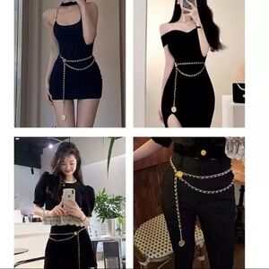 Gold & Black Chain Waist Belt Trendy